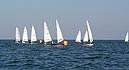 Picture of the fleet rounding the windward mark